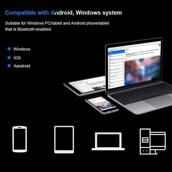 Litet Bluetooth-tangentbord, ultratunt trådlöst minitangentbord med pekplatta för Android-surfplatta PC under Windows, lagring och
