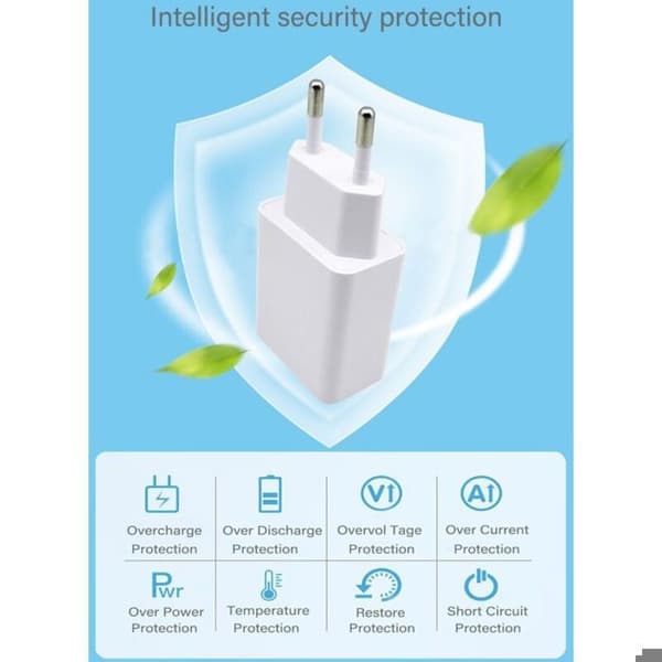 5V USB-laddare 2-pack - Kompatibel med iPhone, Samsung - Kortslutningsskydd