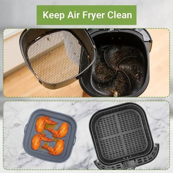 Silikonform - Airfryer - Återanvändbar korg - 21CM - Vikbar - Tål maskindisk
