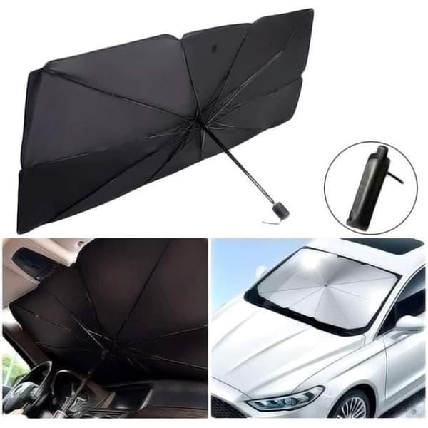 Bilsolskydd - Universal - Vikbart - UPF50+ - 145x79 cm - Titansilver