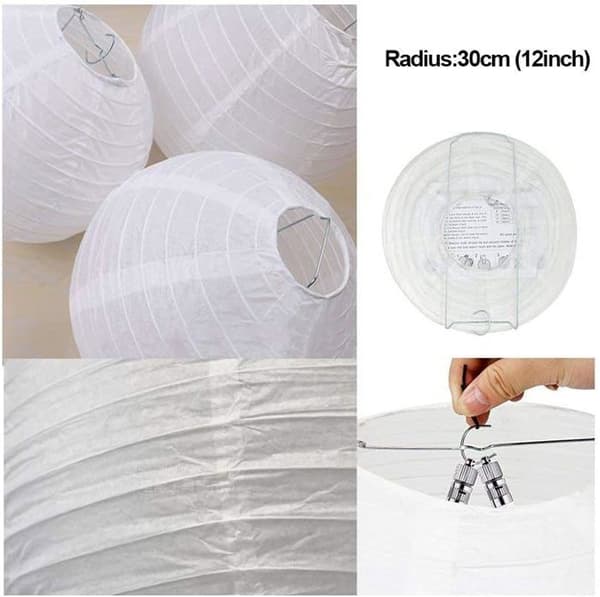 12 st papperslykta lampskärm vit bollform (vit)