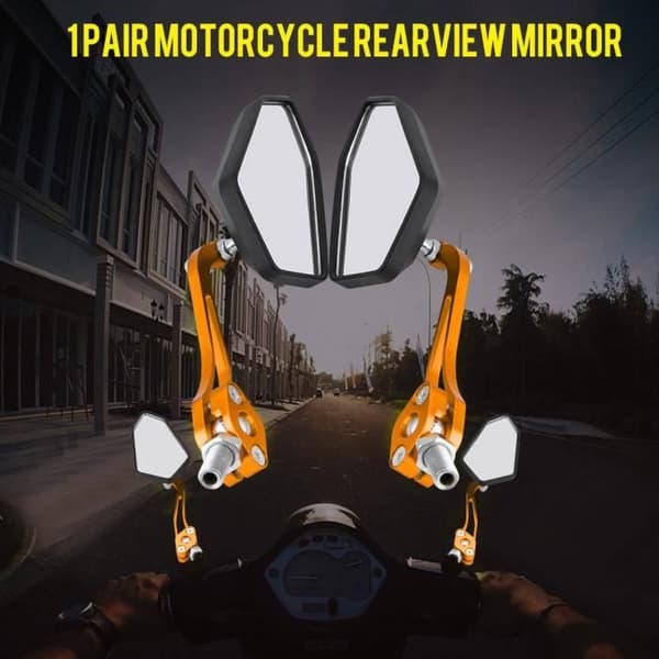 Zerone Universal Backspegel, Ett Par, Universella Motorcykel Scooter Sidospeglar, Gul