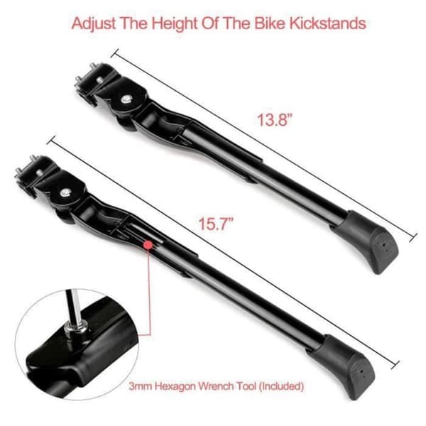 GOTOSEEU Sidostöd för mountainbikes - Justerbar höjd - Aluminiumlegering - Svart