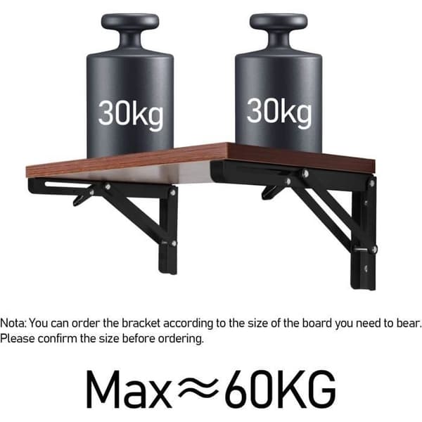 Fällbart konsolstöd - SIKSOG - 2-pack - Rostfritt stål - 300 mm - 60 kg/132 lbs
