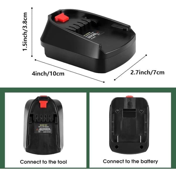 BOSB18C Batteriadapter för Bosch Professional 18V System, Fungerar med GBA 18V BAT609 BAT610 BAT618 BAT619