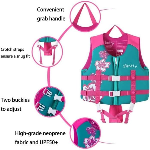 Simväst - Barn - Rosa - Neopren - Flytförmåga - Inlärning - Träning