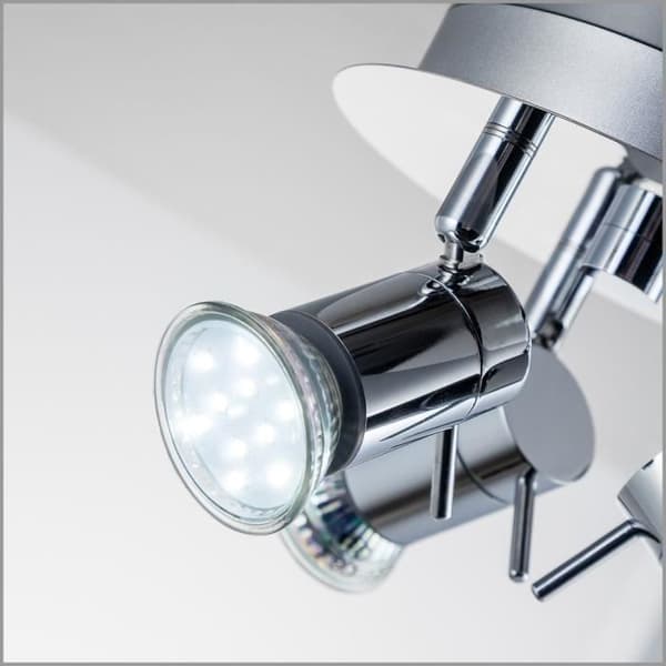 LED badrumstakbelysning, krom, 3 justerbara spotlights, IP44, GU10