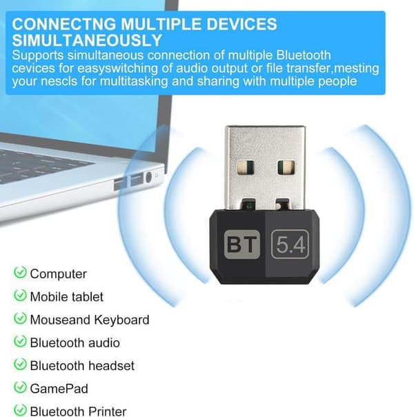 Bluetooth 5.4-adapter, Bluetooth-nyckel för PC Bluetooth-kort för PC, Bluetooth-dongelnyckel, USB Bluetooth PC-adapter för PC[J160]