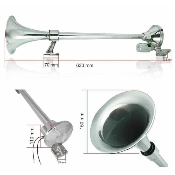 Luftkompressorhorn 135dB Trumpet för Bil, Lastbil, Båt 12/24V