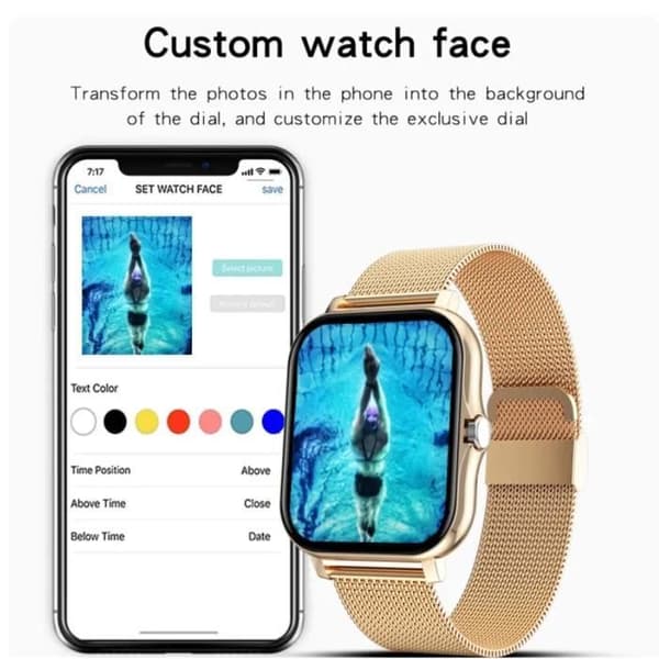 Sportig smartklocka för män och kvinnor, full pekskärm, Bluetooth-samtal, digitalt armband, present