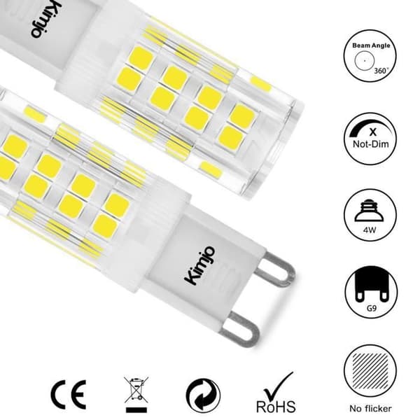 Kimjo G9 LED-lampor - Kallvit 6000K 400LM - 10 stycken