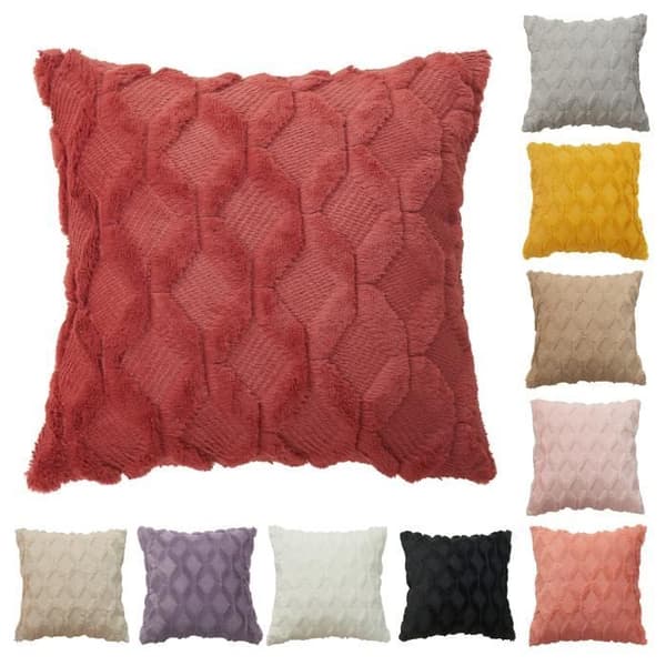 2-pack rektangulära kuddfodral 30 cm x 50 cm i plysch skandinavisk stil enfärgad - Beige