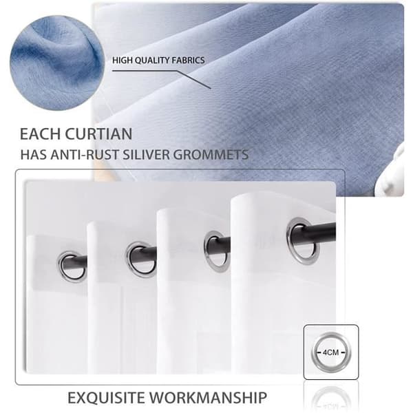 Skir Gardin - 130x162cm - Gradient Grå - Halvtransparent - Silveröljetter White and Grey Gradient