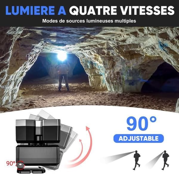 Hodelykt - Supersterk - 9900 lumen - 4 moduser - USB-oppladbar - IPX4 vanntett