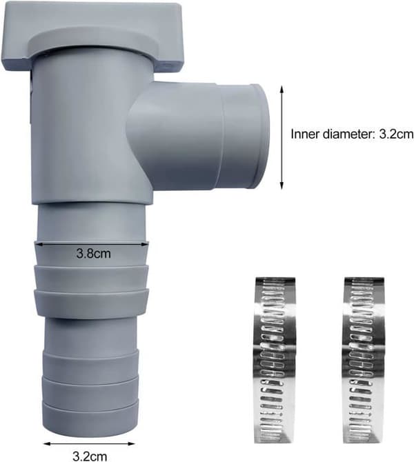 Dubbel poolventil - 32/38 mm slanganslutning med läckagesäkra tätningar (2-pack)