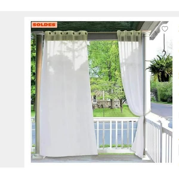 Vattentät utomhusdörrgardin, 2 stycken, 132×213 cm, polyester med öljetter - vit