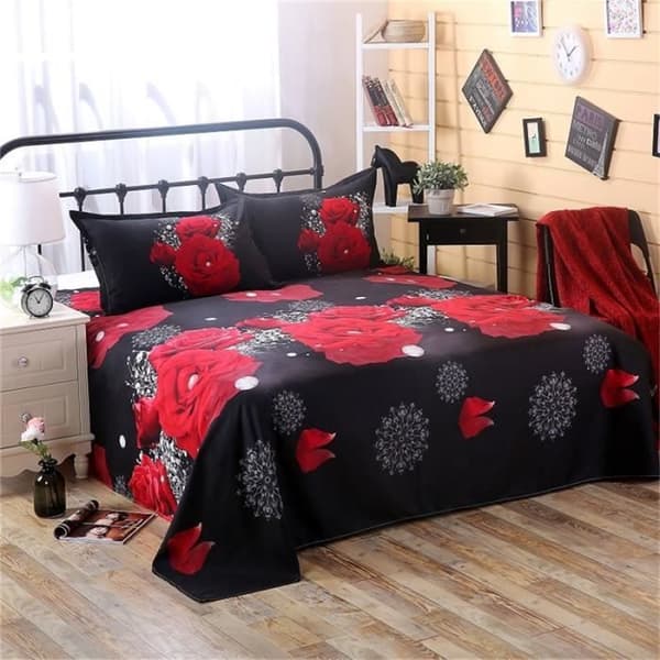 TOFOCO Rosarött Påslakanset - 100% Polyester - 220x240cm + 2 Örngott 48x74cm