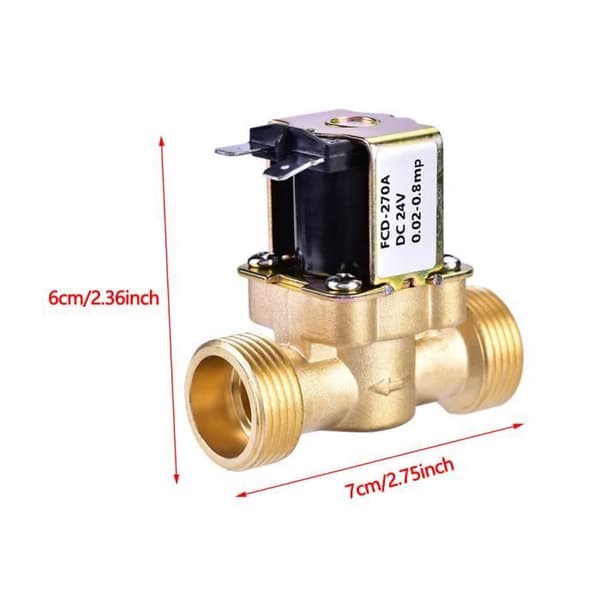 Magnetventil - Mässing - 3/4\" DC - 24V - Normalt stängd