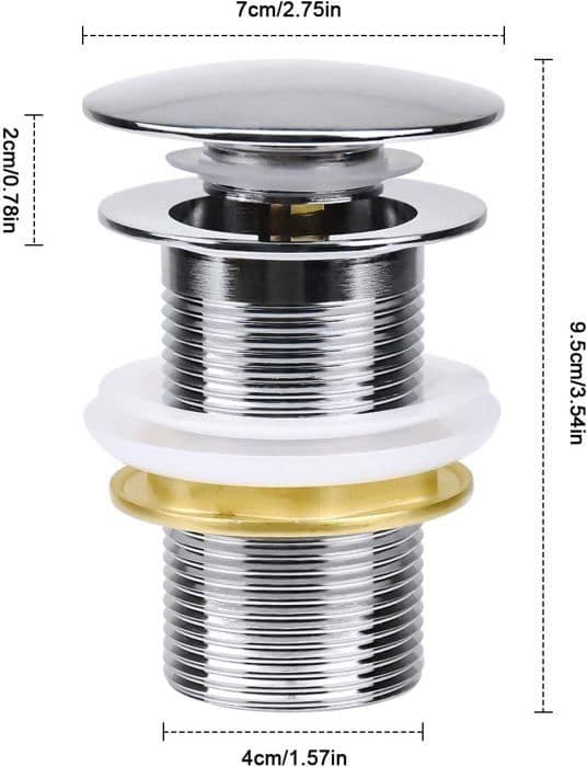 Universal avloppsventil för tvättställ - G 1 1/4 - Förkromad koppar - Automatisk pop-up - Nickel