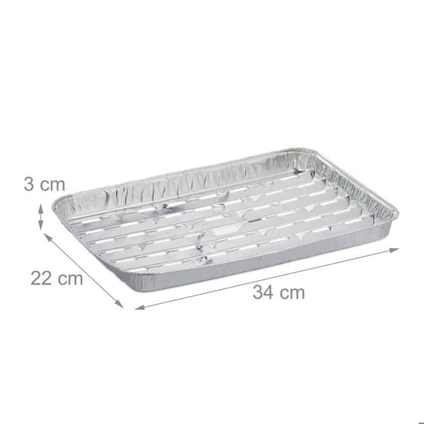 Relaxdays Matbrickor, 25-pack, Perforerad Botten, Max. 260°C, Grill, L x B: 34 x 22 cm, Aluminium, Silver