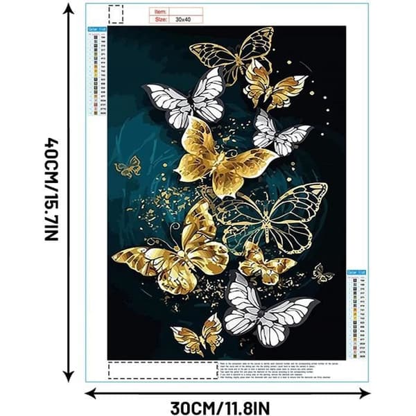 5D DIY Diamantmålning - Full Strass Diamantmålning - Djur - Rektangulär Duk 30x40cm Svart