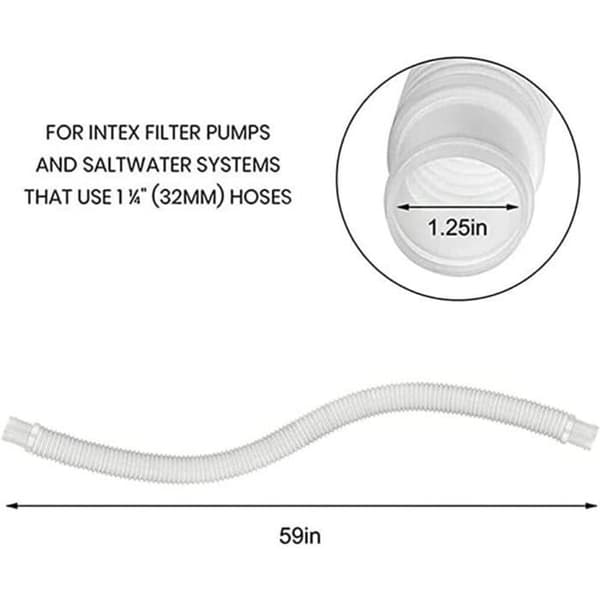 Poolslang - 2 st - 32 mm - Transparent PVC - 150 cm - Vit - för poolpump