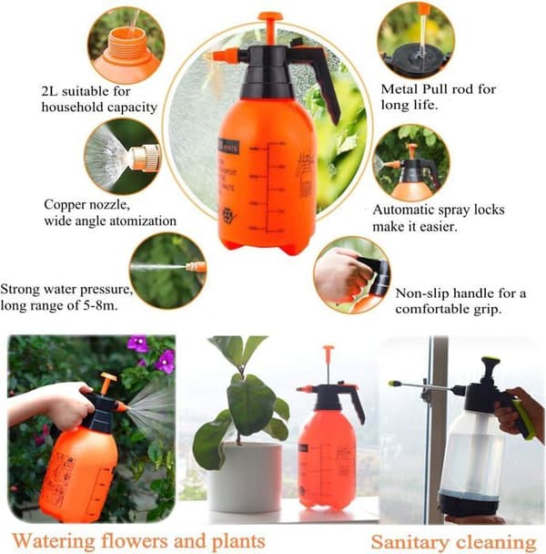 2L tryckspruta med justerbart mässingsmunstycke, högkvalitativ pumpspruta (2L)
