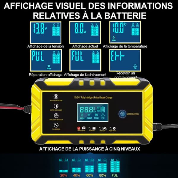 12V 6A Smart batteriladdare för bil, motorcykel, lastbil – BRILLSTEN