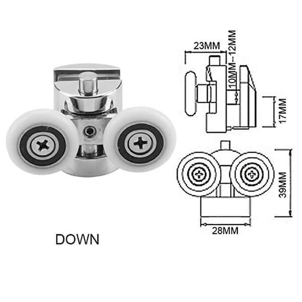 Duschdörrsrullar - Set om 8 - Dubbla - 23 mm - Koppar - Zink
