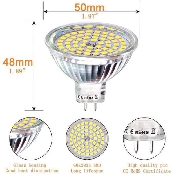 GU5.3 LED-lampa - 5W - Dagsljusvit - 420 Lumen - Ej dimbar - 6-pack