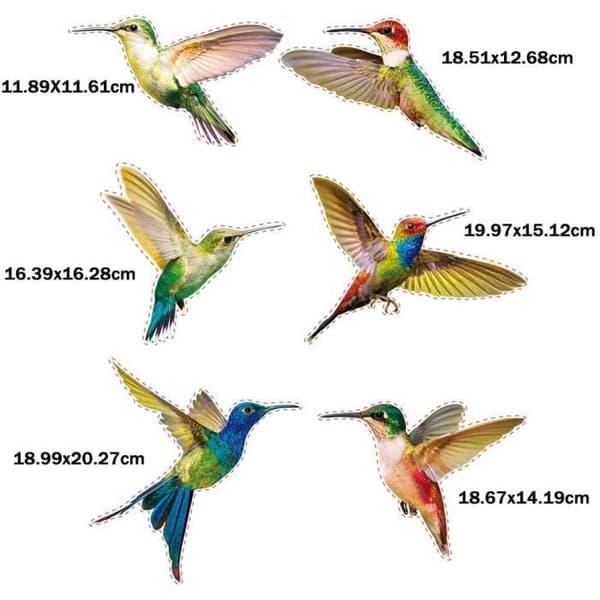 Antikollisionsdekaler - Kolibri - 6 delar - PVC - Väggdekoration - Samtida