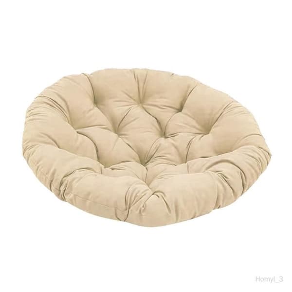 COLAXI Rund Sittdyna 50 x 50 cm – Äggformad, Khaki och Vit, Inomhus, Elegant Stil