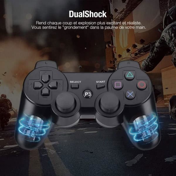 Powerextra PS3-kontroll 2-pack trådlös Bluetooth högpresterande Dual Shock trådlös PS3-kontroll för Playst spelkonsol, 14