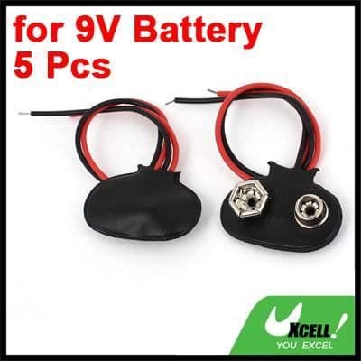 5 stycken svart PU typ 12cm trådbunden anslutningsbas 9V batteriklämma