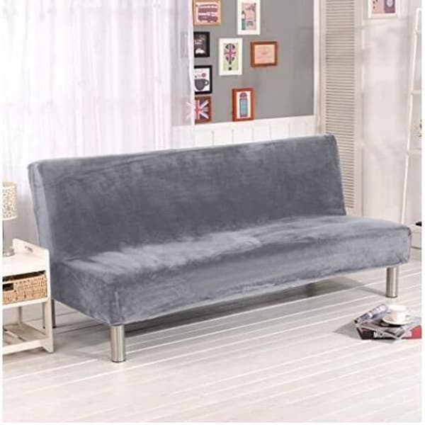 Bäddsofföverdrag - Enfärgad Grå - Elastisk - Storlek 180-210cm