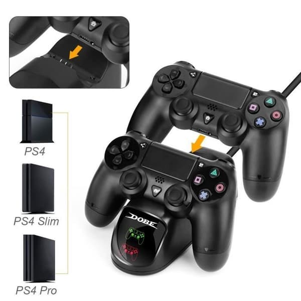PS4 Laddningsstation Laddare för 2 Kontroller till PS4 / Pro / Slim
