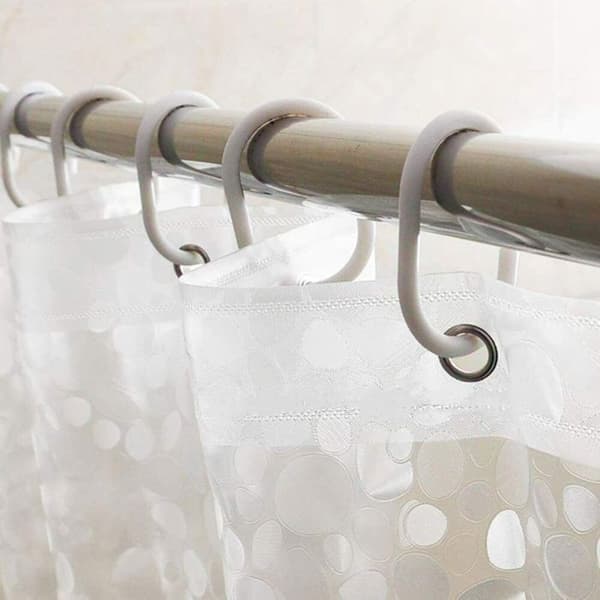 Duschdraperi 180x180cm, mögelresistent, vattentätt, med 12 ringar, 3D-stenmönster, halvtransparent, EVA