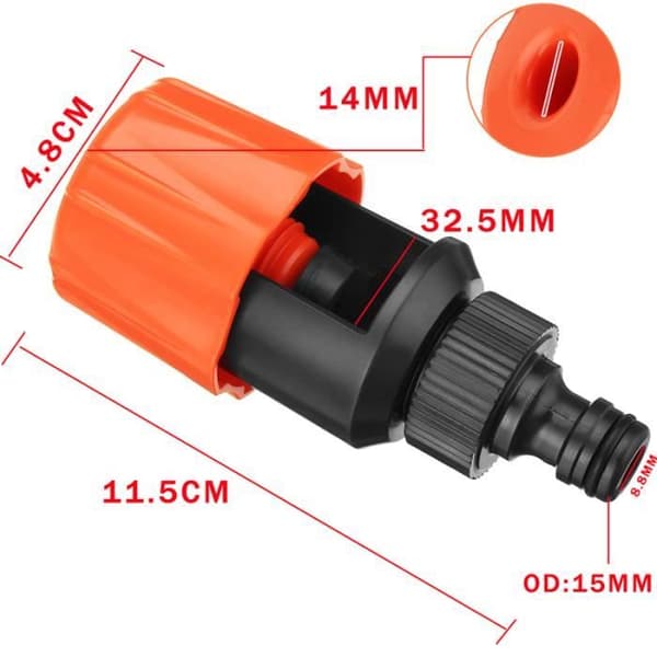 Universal trädgårdsslangkran, slangkoppling, blandarkran, kökskranadapter, orange