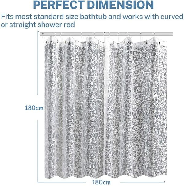 Duschdraperi 180x180cm, mögelresistent, vattentätt, med 12 ringar, 3D-stenmönster, halvtransparent, EVA
