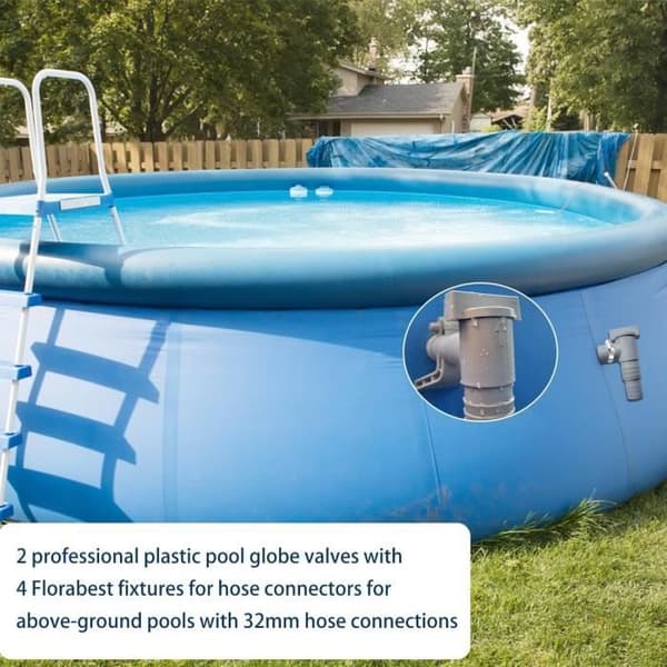 Poolventil - PVC - 32mm - 2 st - Robust och hållbar - Exakt flödeskontroll
