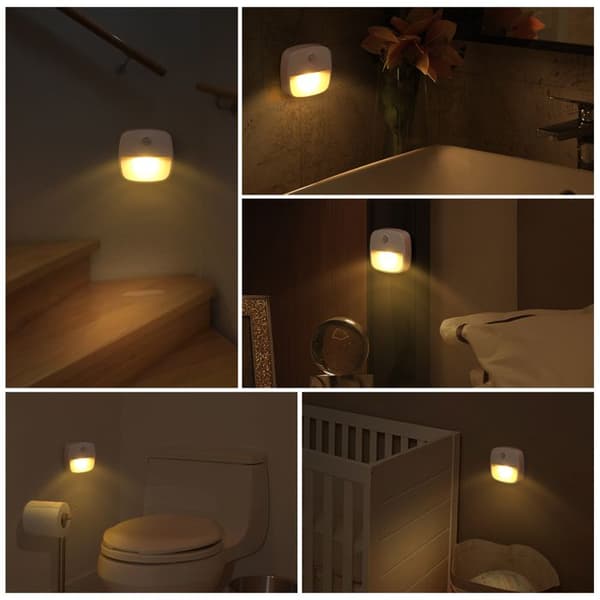 Inomhus rörelsesensorlampa, trappbelysning, batteridriven, trådlös självhäftande LED-nattlampa [3-pack]