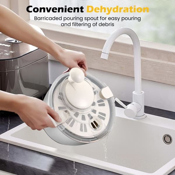 TTLIFE Stor 4,8L Salladsslunga i Rostfritt Stål med Transparent Lock, Halkfri Bas – Salladsslunga