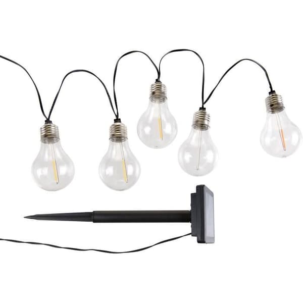 GALIX Solcellsslinga - 10 Flerfärgade Filament LED-lampor - Utomhus