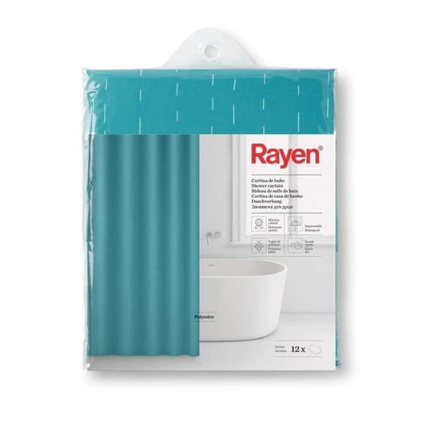 Duschdraperi - Grön och blå - Polyester - 180 x 200 cm - RAYEN