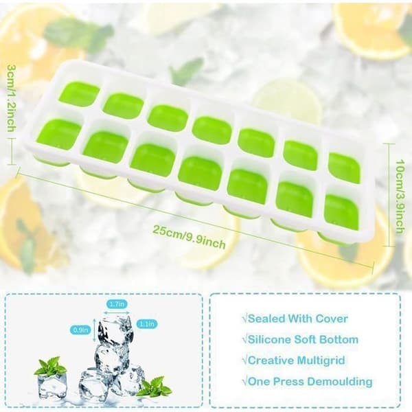 Isbitsformar - QJRRX - 4-pack - Silikon - Enkel frigöring - Lock
