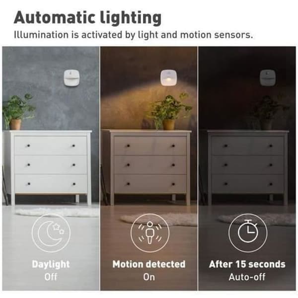 [3-pack] LED-väggnattlampa med rörelsesensor, ljussensor, inomhusbelysning för babyrum, vardagsrum, garage