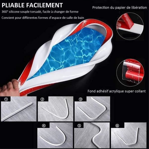 Duschbarriär - 100cm - Vikbar - Silikon - Mögelresistent