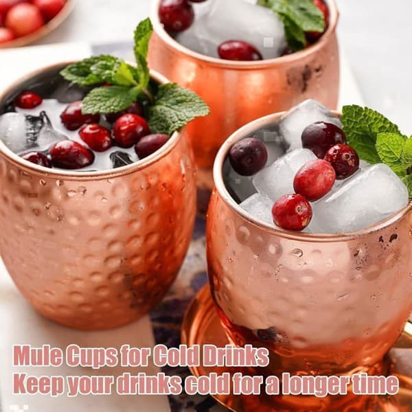 Moscow Mule Glas Set - 4 Koppar - Koppar - Med 4 Sugrör - Diskmaskinssäker
