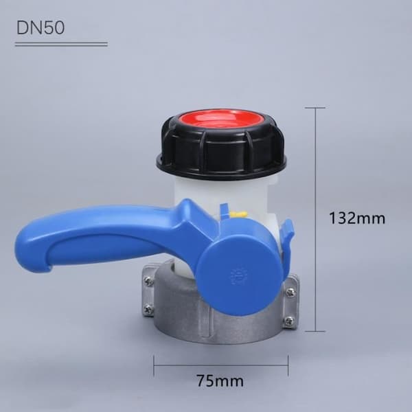 Universal IBC-adapter - Fjärilsventil - 1000 liters tank - 75 mm IBC-kran - DN50 backventil