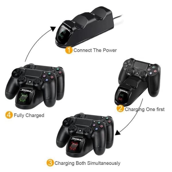 PS4 Laddningsstation Laddare för 2 Kontroller till PS4 / Pro / Slim